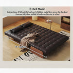 Load image into Gallery viewer, Modern Faux Leather Sofa Bed Convertible Sleeper Couch with Wood Armrests Tufted Design