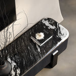 Load image into Gallery viewer, Modern Extendable TV Stand with Marble Top and Black Wood Finish