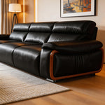 Load image into Gallery viewer, 123.2'' Modern Power Reclining Leather Sofa Remote Control Adjustable Deep Seat Lounge Couch