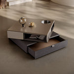Load image into Gallery viewer, 31.2'' Modern Square Coffee Table Rotatable Double Layer Design with Storage Drawer and Display Space
