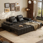 Load image into Gallery viewer, Modern Black Faux-Leather Sofa Bed Convertible Spacious and Stylish