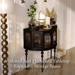 Load image into Gallery viewer, 31.2“ ”Solid Wood Curved Entryway Console Table with Glass Panel Doors