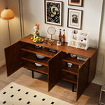 Load image into Gallery viewer, 55.1"/70.8"Modern Walnut Sideboard Geometric Storage Cabinet with Metal Legs