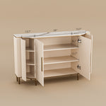 Load image into Gallery viewer, 54.6" Elegant Cream White Sideboard Buffet Cabinet with Adjustable Shelves