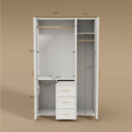 Load image into Gallery viewer, Modern Elegance 3-Door White Wardrobe with Drawers Multi-Section Storage with Drawers and Hanging Space