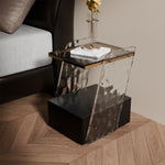 Load image into Gallery viewer, Modern Sculptural Nightstand Bedside Table with Scratch Resistant Leather & Smart Sensor Lighting