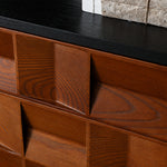 Load image into Gallery viewer, 86.6'' Geometric 3D Pattern Walnut TV Stand Cabinet With Drawers