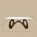 Load image into Gallery viewer, Modern Sintered Stone Dining Table Luxury Kitchen Table with Sculptural Walnut Wood Base for 4-6