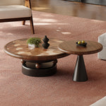 Load image into Gallery viewer, Modern Round Nesting Coffee Table Set Artistic Wood Grain Accent Tea Table
