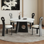 Load image into Gallery viewer, Contemporary Round Dining Table Black Wooden Base
