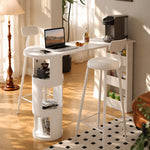 Load image into Gallery viewer, Multi Function White Sofa Side Bar Table with Layered Storage Space