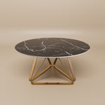 Load image into Gallery viewer, Round Marble Dining Table Modern Gold Metal Base with Lazy Susan