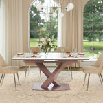 Load image into Gallery viewer, 59" to 70.8" Elegant Extendable Dining Table with Sculptural Cross-Base