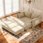 Load image into Gallery viewer, 65.5" Sofa Convertible Sofa Bed Wrinkle-resistant Linen Lightweight Loveseat Wooden Armrest