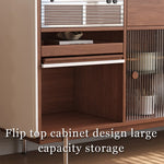 Load image into Gallery viewer, 59.1"/70.9" Modern Walnut Sideboard Cabinet with Fluted Glass Sliding Doors & Open Storage