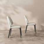 Load image into Gallery viewer, Modern Upholstered Dining Chair Minimalist Open Back Soft Seat Accent Chair with Metal Legs