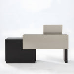 Load image into Gallery viewer, Gray Makeup Vanity Table with Mirror and Stool Storage Drawers