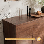 Load image into Gallery viewer, 3 Door Cabinet Modern Walnut Veneer Adjustable Shelves Solid Ash Base