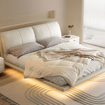 Load image into Gallery viewer, Modern Minimalist Platform Bed with LED Lighting Ultra-Fiber Leather Steel Frame