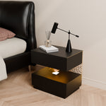 Load image into Gallery viewer, Contemporary Black Nightstand with Scratch-Resistant Leather & Motion Sensor Lighting