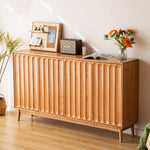 Load image into Gallery viewer, 62.9" Modern Solid Wood Shoe Cabinet with Fluted Front Panels Scandinavian Style Entryway Storage Sideboard