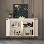 Load image into Gallery viewer, 58.5" Elegant and Modern White and Gold Sideboard Cabinet with Ample Storage