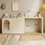 Load image into Gallery viewer, Modern Cream Vanity Desk with Storage Drawers (not including mirror & stool)