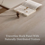 Load image into Gallery viewer, Rectangular Dining Table with Travertine-Look Sintered Stone Top and Fluted Oak Base