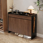 Load image into Gallery viewer, 55.1'' Modern Walnut Shoe Cabinet with Drawers Hidden Shoe Storage Entryway Cabinet