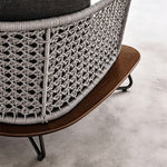 Load image into Gallery viewer, Modern Outdoor Lounge Chair with Handwoven Rope Backrest and Solid Wood Base