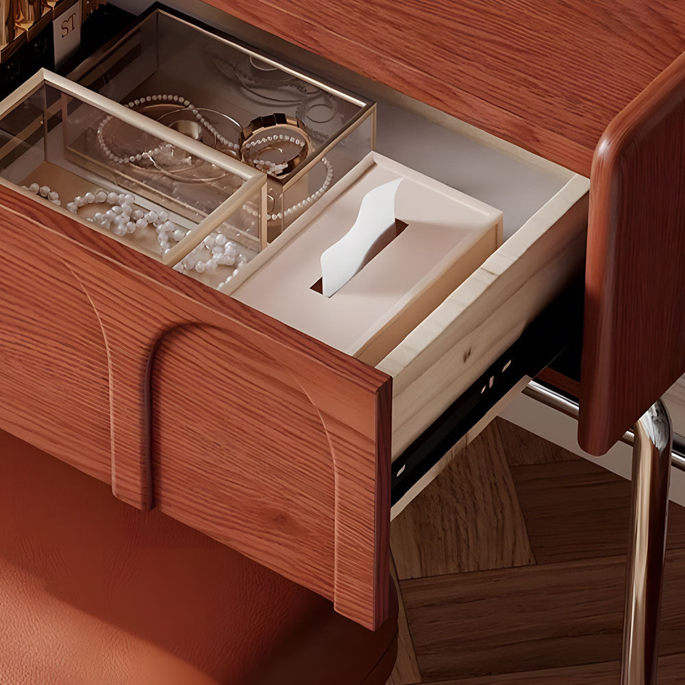 Brown Makeup Vanity Table Set with LED Mirror & Stool