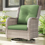 Load image into Gallery viewer, Outdoor Swivel Wicker Lounge Chair Set with Cushions and Matching Side Table