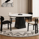 Load image into Gallery viewer, 47.2" Modern Round Dining Table with Sintered Stone Top and Geometric Pedestal Base
