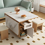 Load image into Gallery viewer, Multi-Functional Folding Coffee Table with Hidden Storage Extendable Design Easy Mobility & 2 Stools