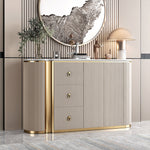 Load image into Gallery viewer, 58.5'' Modern Luxe Sideboard with 3 Drawers Khaki & Gold Elegance