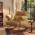 Load image into Gallery viewer, Modern Rocking Lounge Chair Striped Upholstery Accent Chair Curved Armrest Relax Chair