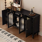 Load image into Gallery viewer, 59.1'' Modern Black Sideboard Cabinet Arched Glass Door Storage Buffet Cabinet for Dining Room