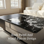 Load image into Gallery viewer, Modern Multifunctional Coffee Table with Lift Top Storage Black Marble Pattern Center Table with Hidden Compartments for Living Room