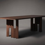 Load image into Gallery viewer, Rectangular Dining Table Mid Century Style Solid Wood Veneer Legs Clear Wood Grain Surface Strong Texture Design