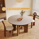 Load image into Gallery viewer, Modern Round Dining Table with Solid Wood Base and Ceramic Stone Top