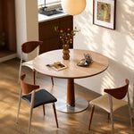 Load image into Gallery viewer, 31.49" Modern Round Meeting Table Walnut Wood Veneer Pedestal Base Compact Dining & Conversation Table