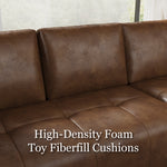 Load image into Gallery viewer, Modern Brown Faux Leather Sofa with Deep Cushions & Clean Lines