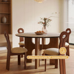 Load image into Gallery viewer, Modern Round Dining Table with Solid Wood Base and Ceramic Stone Top