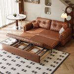 Load image into Gallery viewer, Modern Brown Faux Leather Sofa Bed Pull-Out 2-in-1 Convertible Sleeper Couch