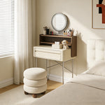 Load image into Gallery viewer, Luxury White Makeup Vanity Modern Compact Table with LED Mirror