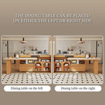 Load image into Gallery viewer, White & Natural Multi-Function Sliding Kitchen Island Storage Power Outlets & Dining in One