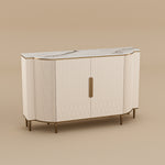Load image into Gallery viewer, 54.6" Elegant Cream White Sideboard Buffet Cabinet with Adjustable Shelves