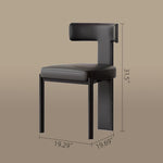 Load image into Gallery viewer, Modern Minimalist Sculptural Dining Chair Faux Leather Seat with Asymmetrical Geometric Backrest
