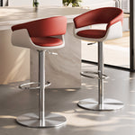 Load image into Gallery viewer, Modern Adjustable Swivel Bar Stool PU Leather Upholstered Counter Height Bar Chair with Stainless Steel Base 1 Piece