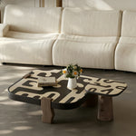 Load image into Gallery viewer, Modern Artistic Coffee Table Abstract Pattern Wood Center Table Irregular Shape Living Room Accent Table